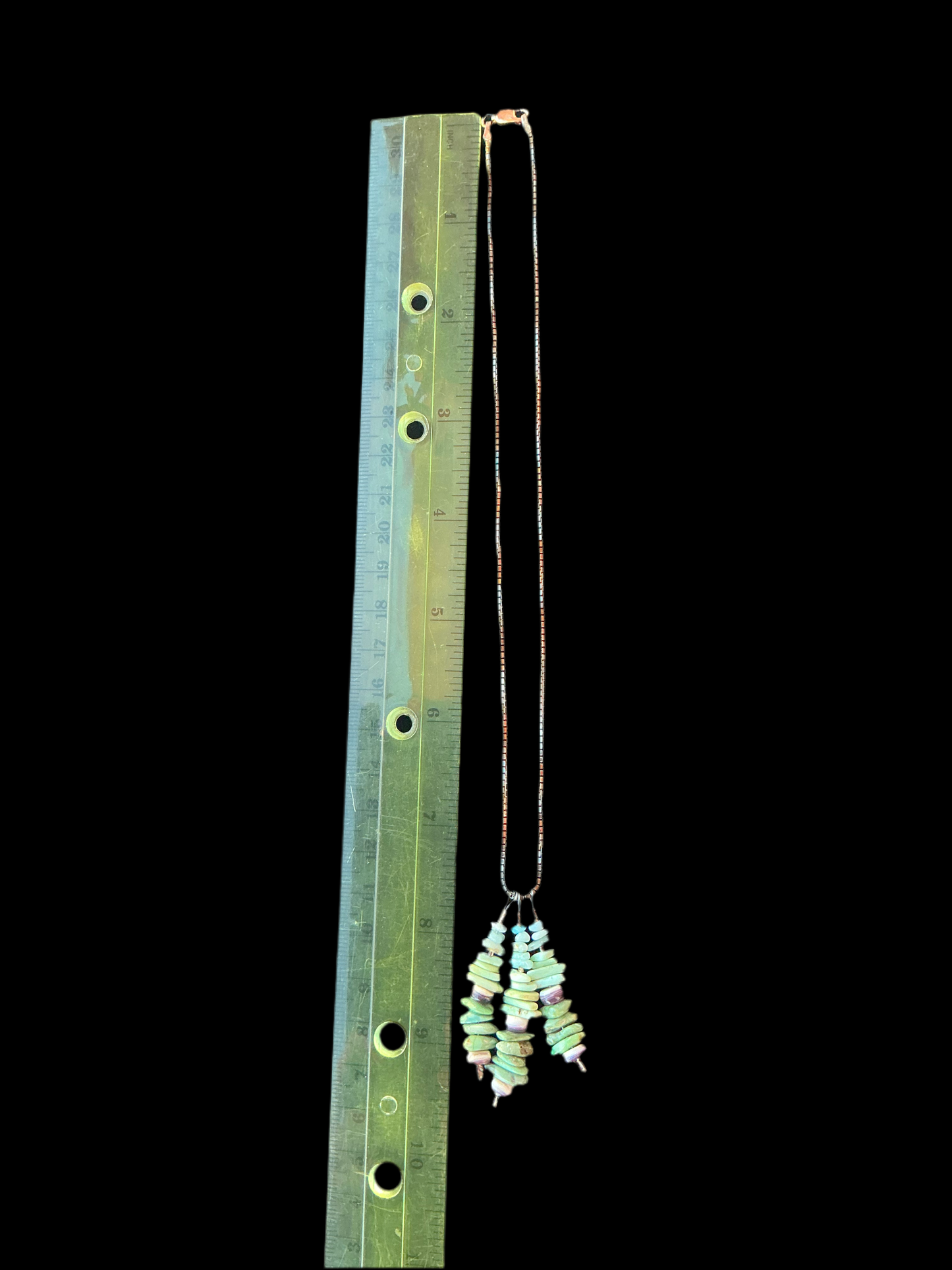 15 inch Sterling Silver Necklace with Triple Stacked Pendant