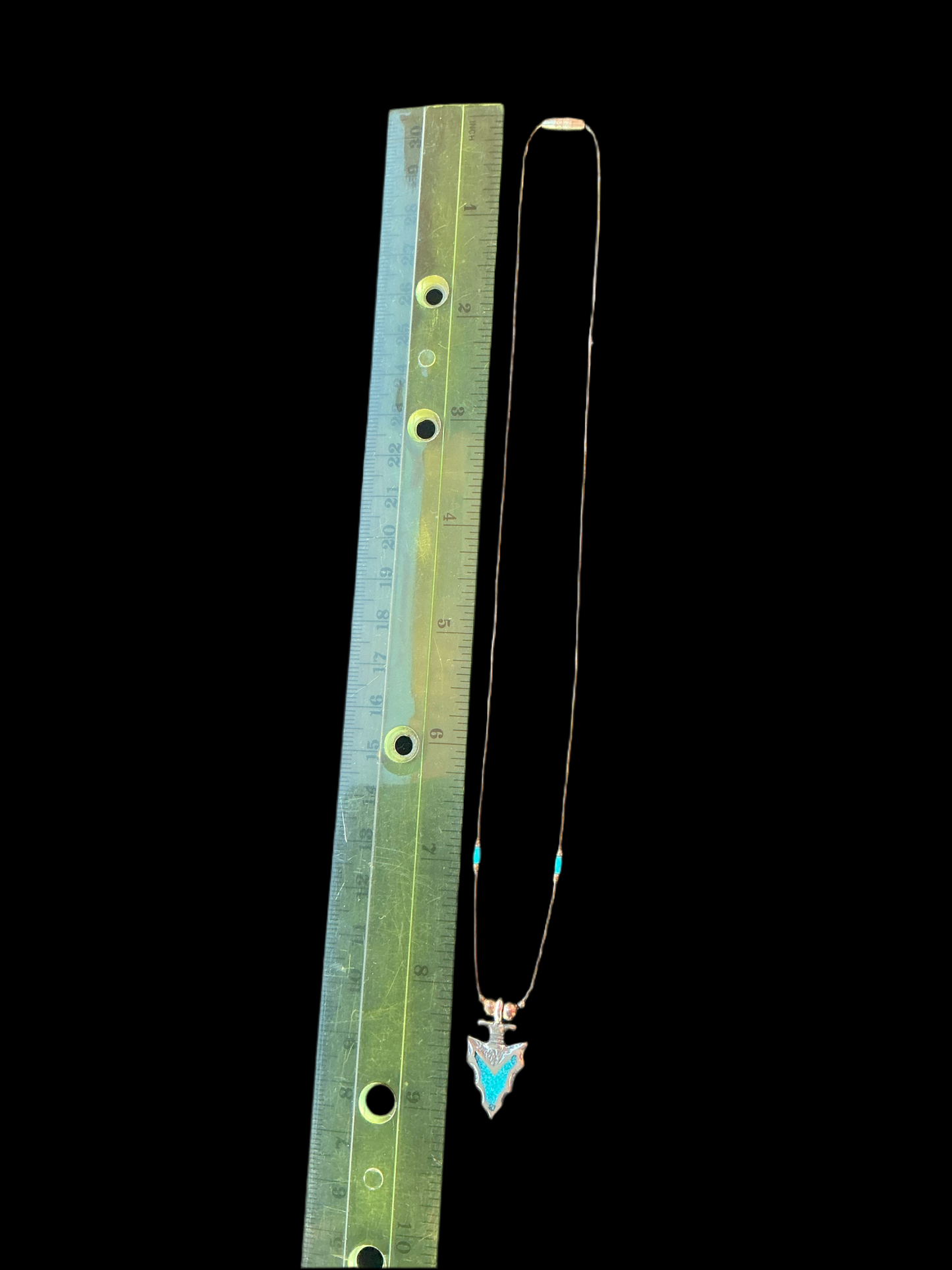 16 inch Sterling Silver Necklace with Turquoise Arrowhead Pendant