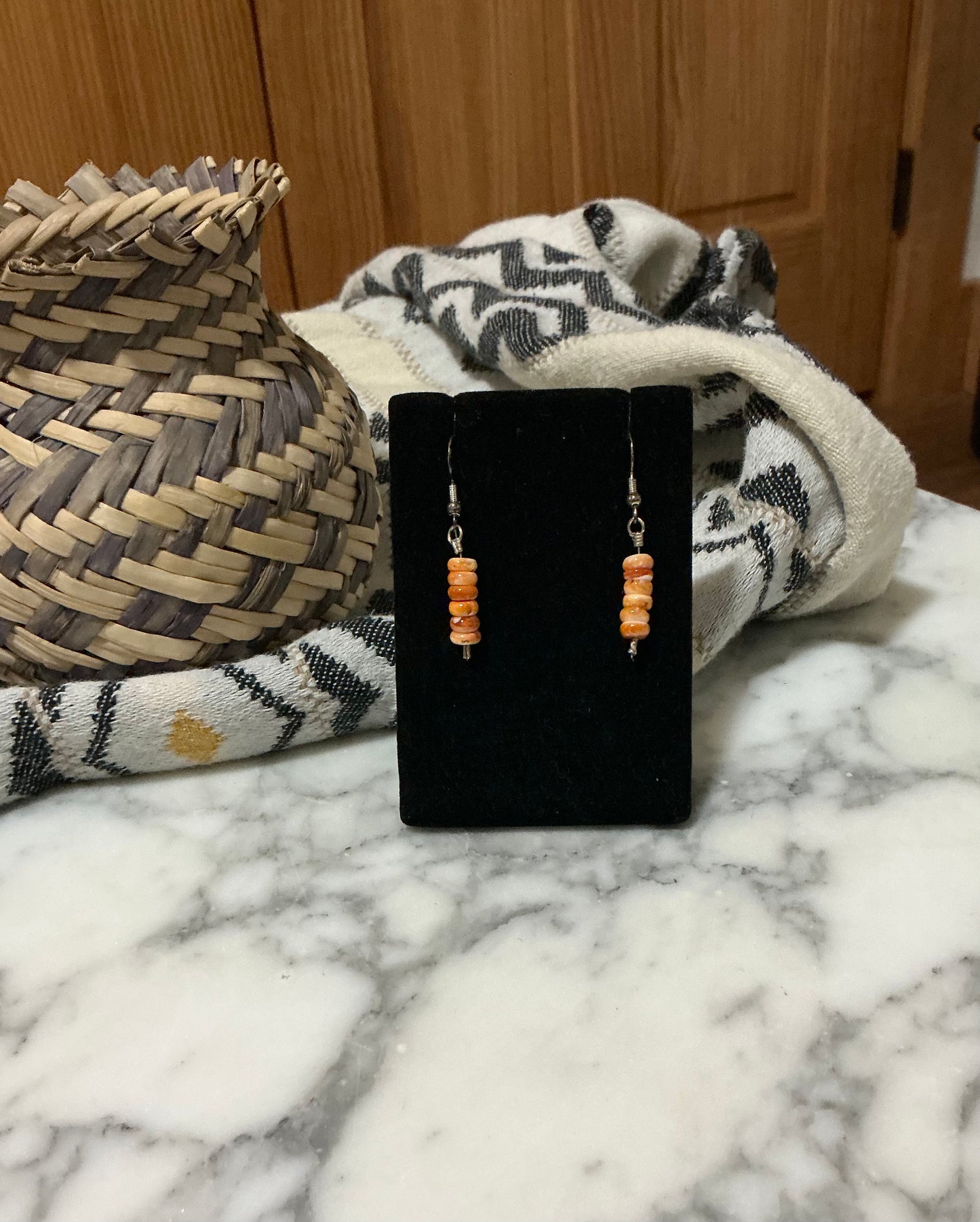 Stacked Wampum French Hook earrings