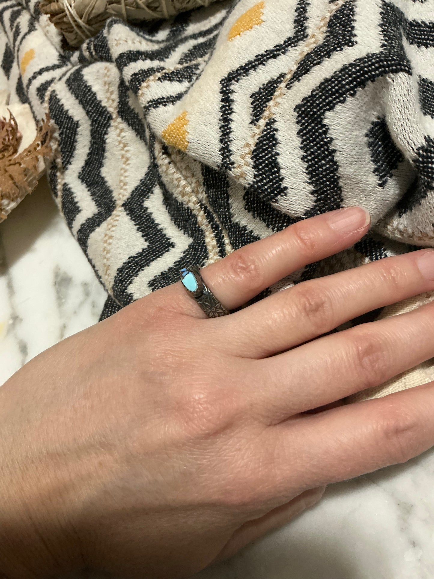 Sterling Silver Ring with Natural golden Hills Turquoise Sz2.75