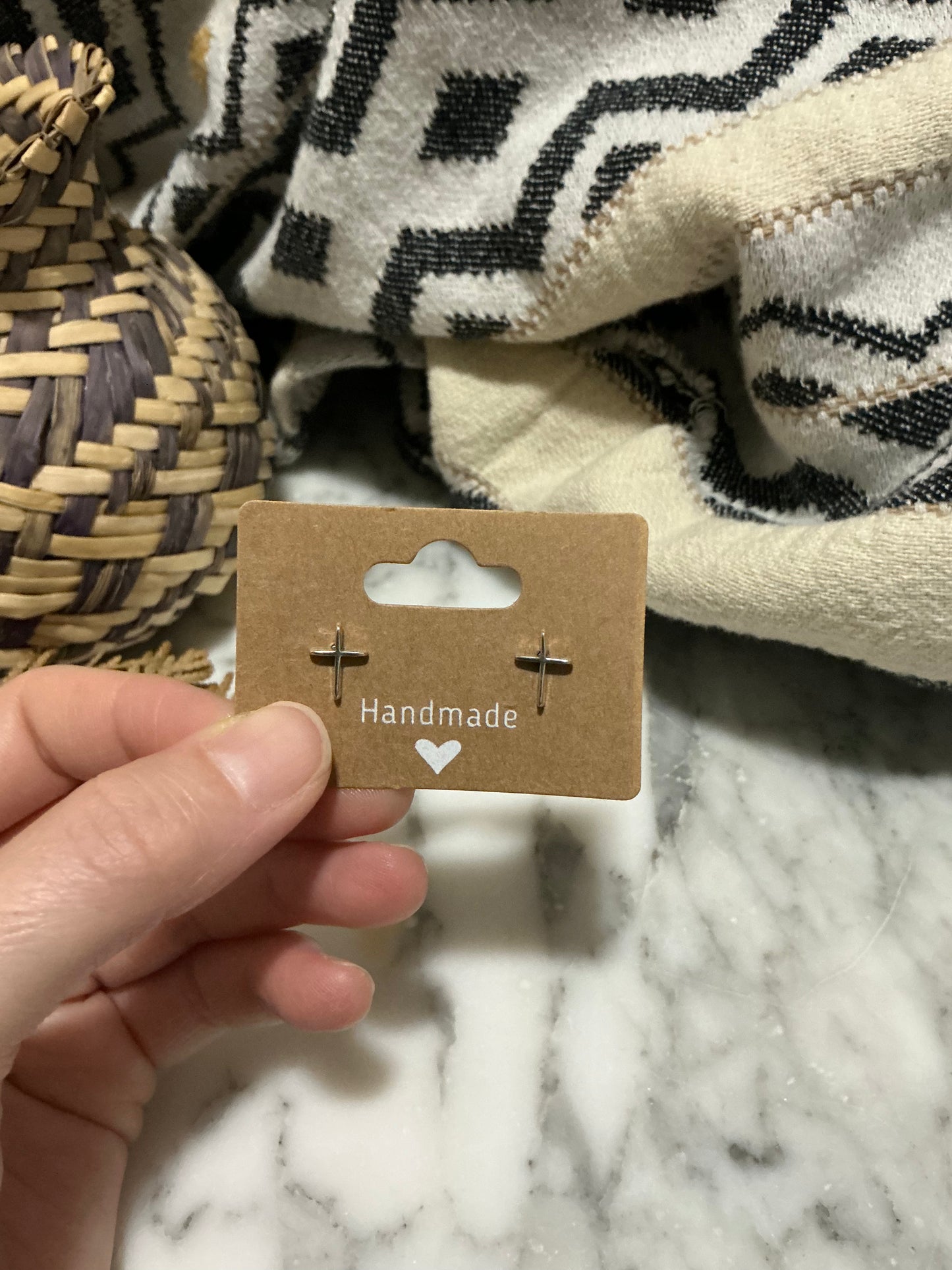 SOLD OUT!! Handmade Sterling Silver Cross Stud Earrings