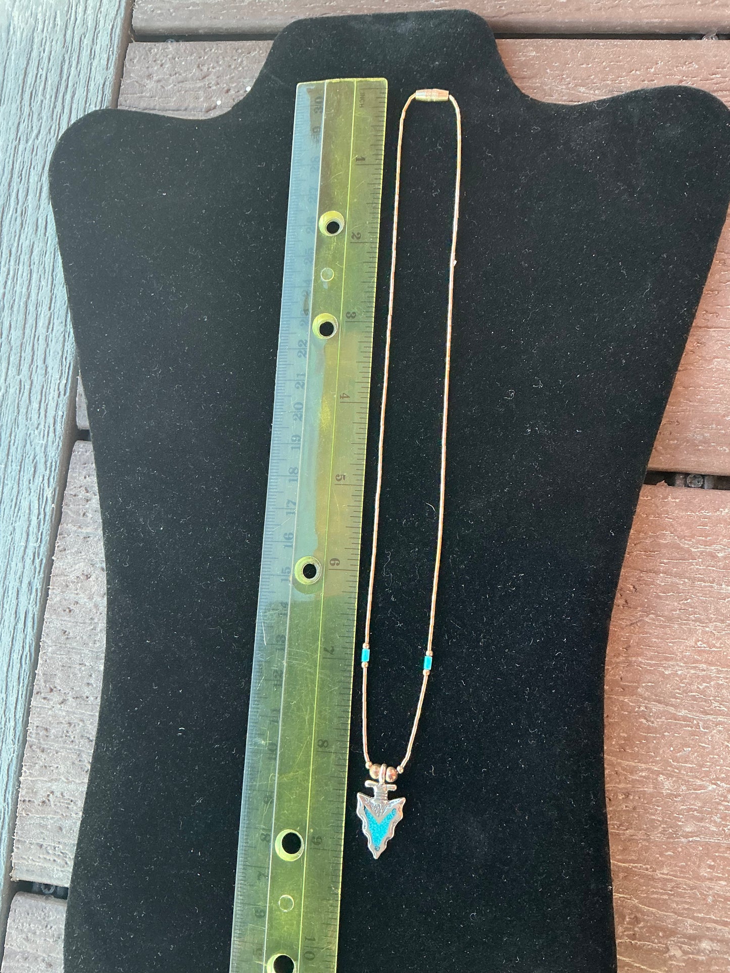 16 inch Sterling Silver Necklace with Turquoise Arrowhead Pendant
