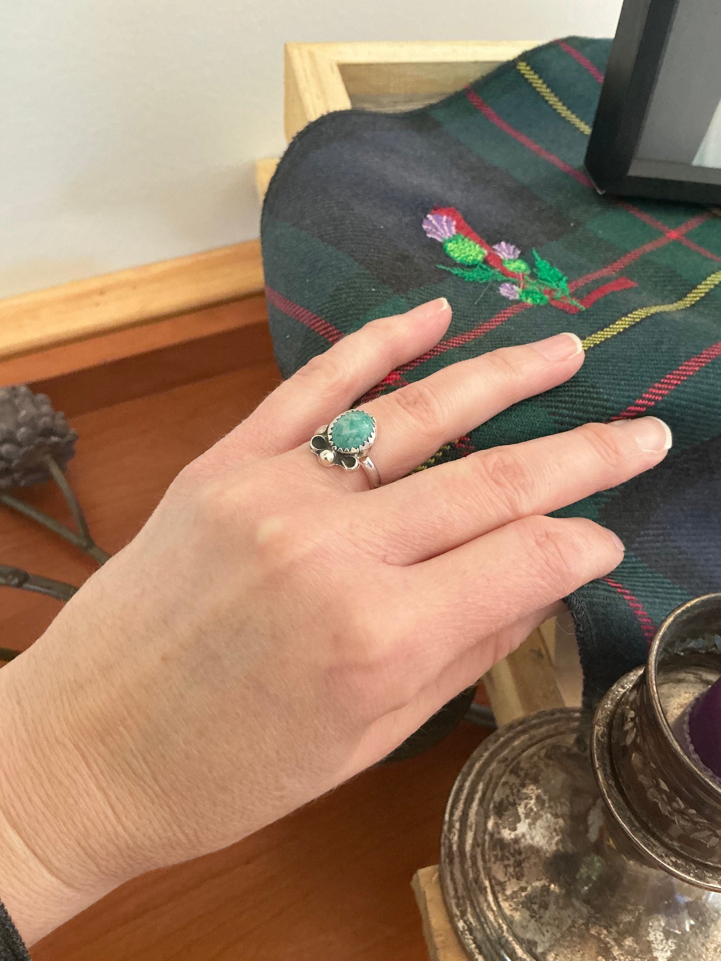 Sterling Silver Ring with Cochise Turquoise
