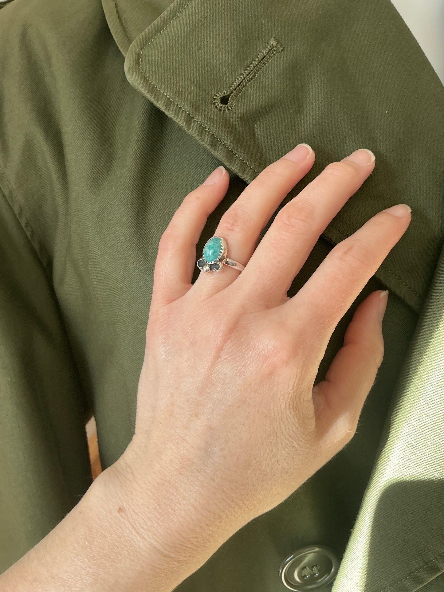 Sterling Silver Ring with Cochise Turquoise