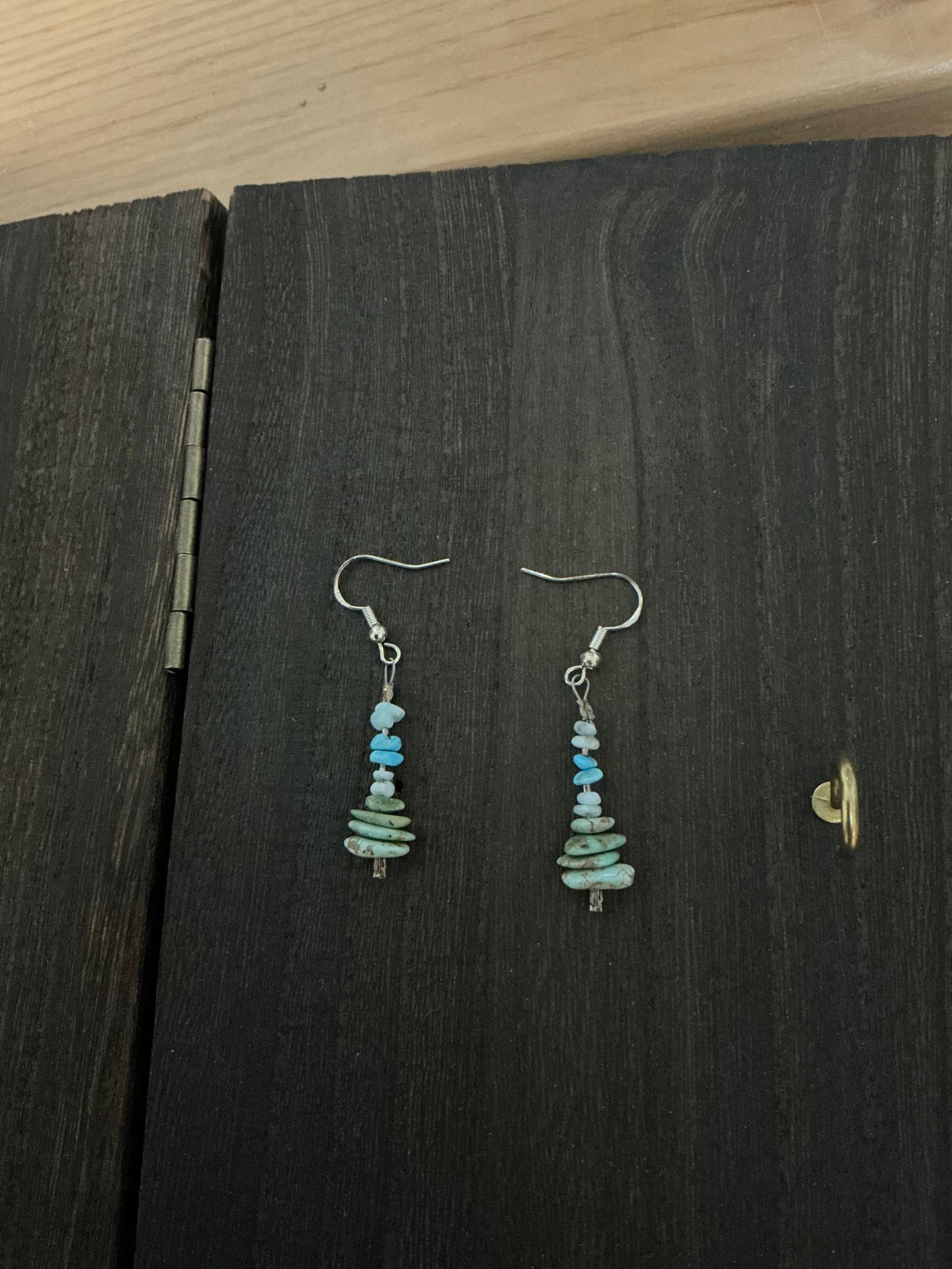Stacked Patagonia and Turquoise French Hook earrings