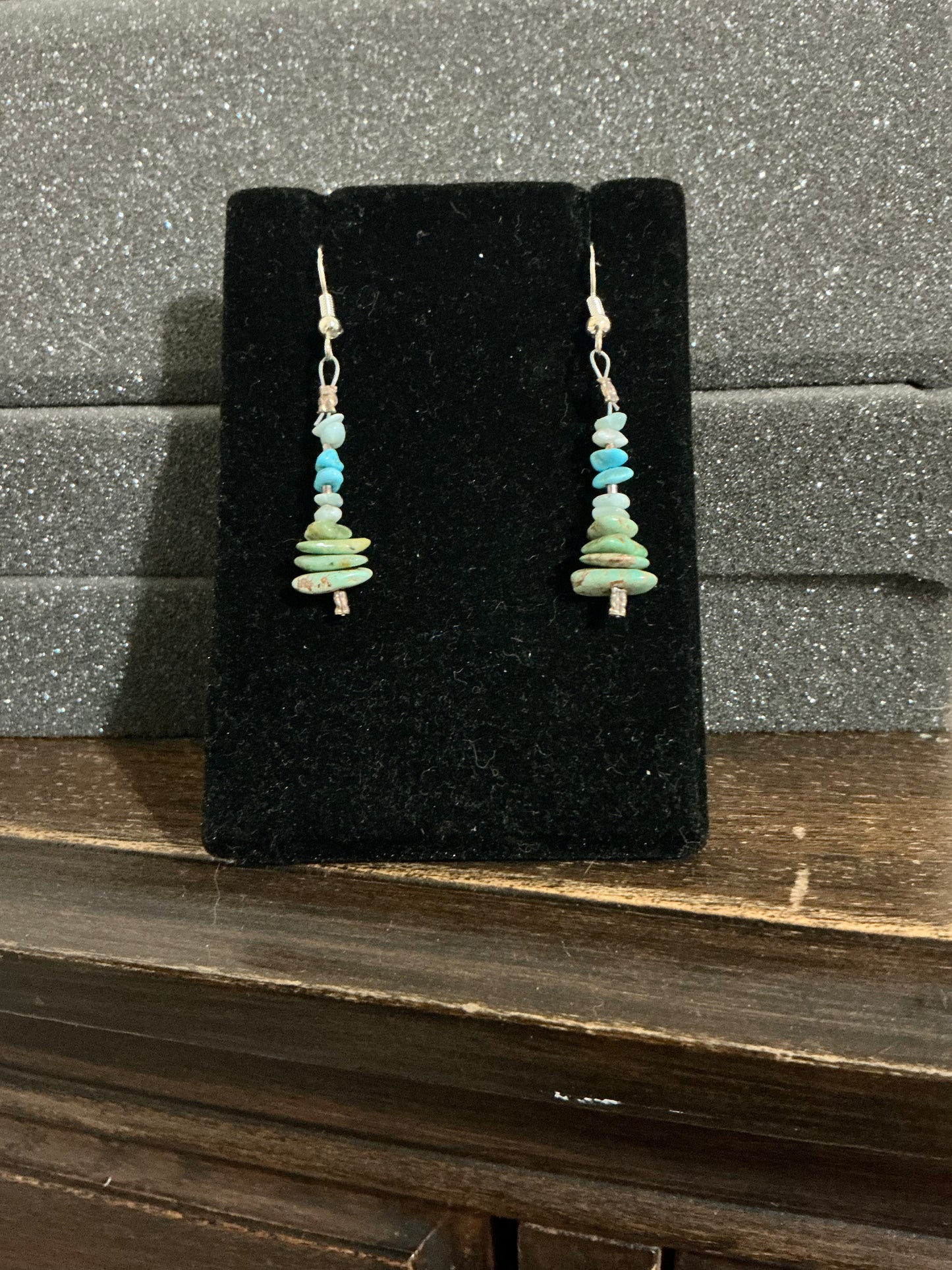 Stacked Patagonia and Turquoise French Hook earrings