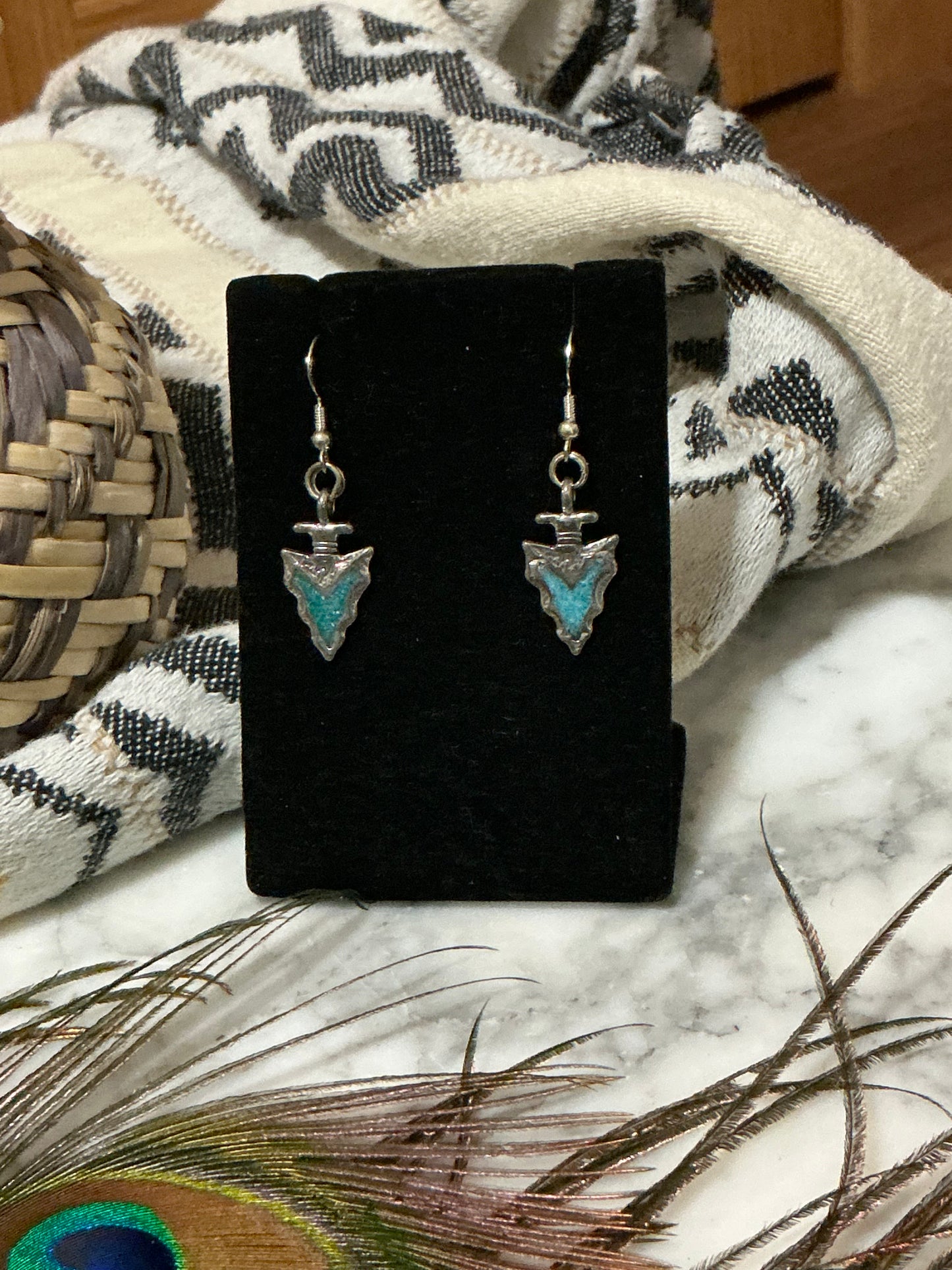 Sterling Silver Turquoise Inlay Arrowhead earrings