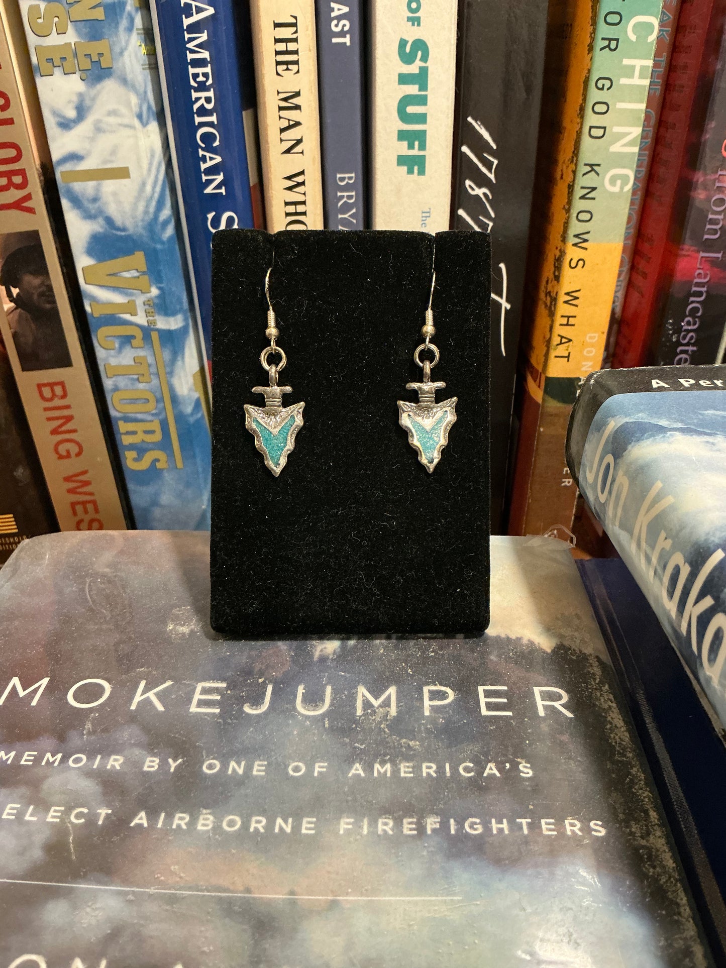 Sterling Silver Turquoise Inlay Arrowhead earrings