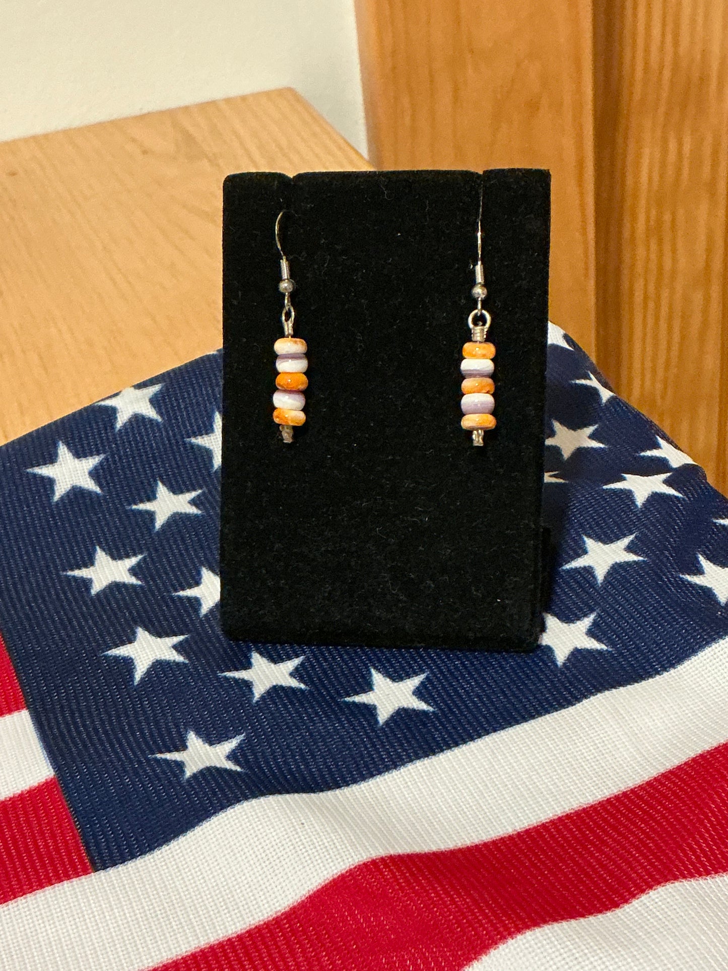 Stacked Wampum French Hook style earrings