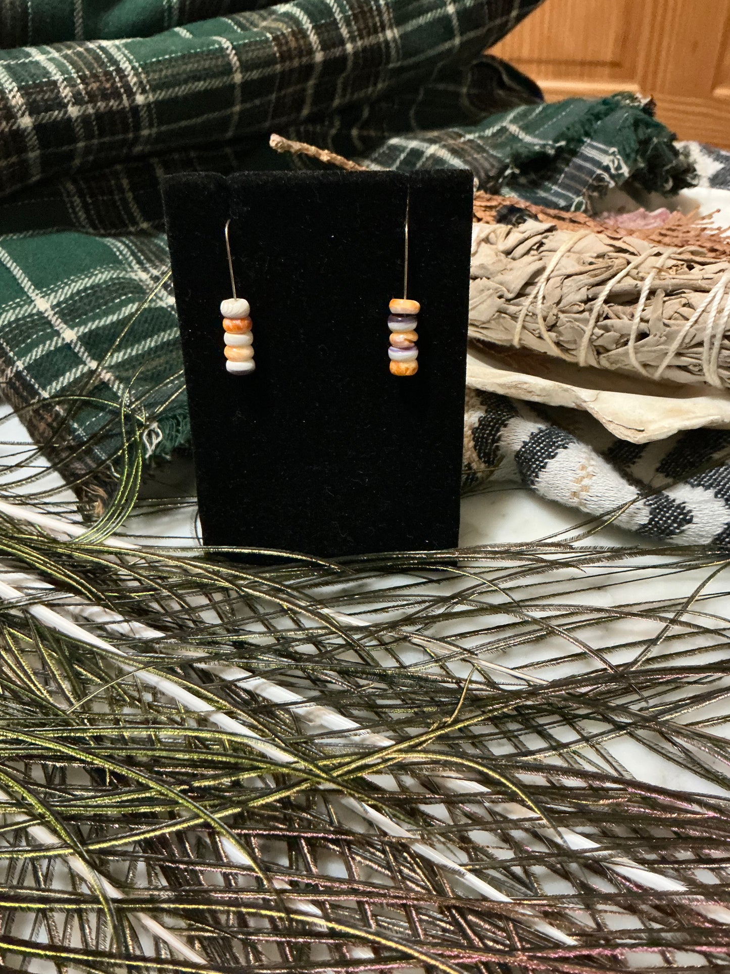 Stacked Wampum Hook earrings