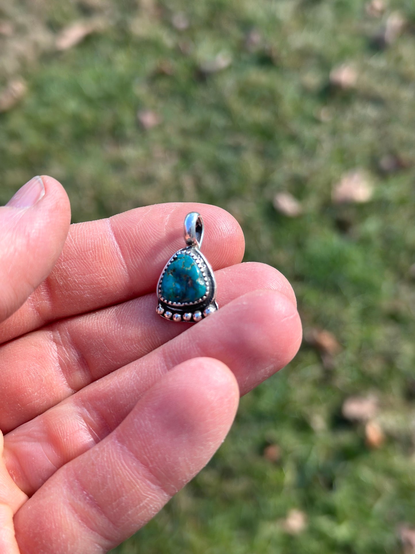 Sterling silver and Patagonia turquoise pendant