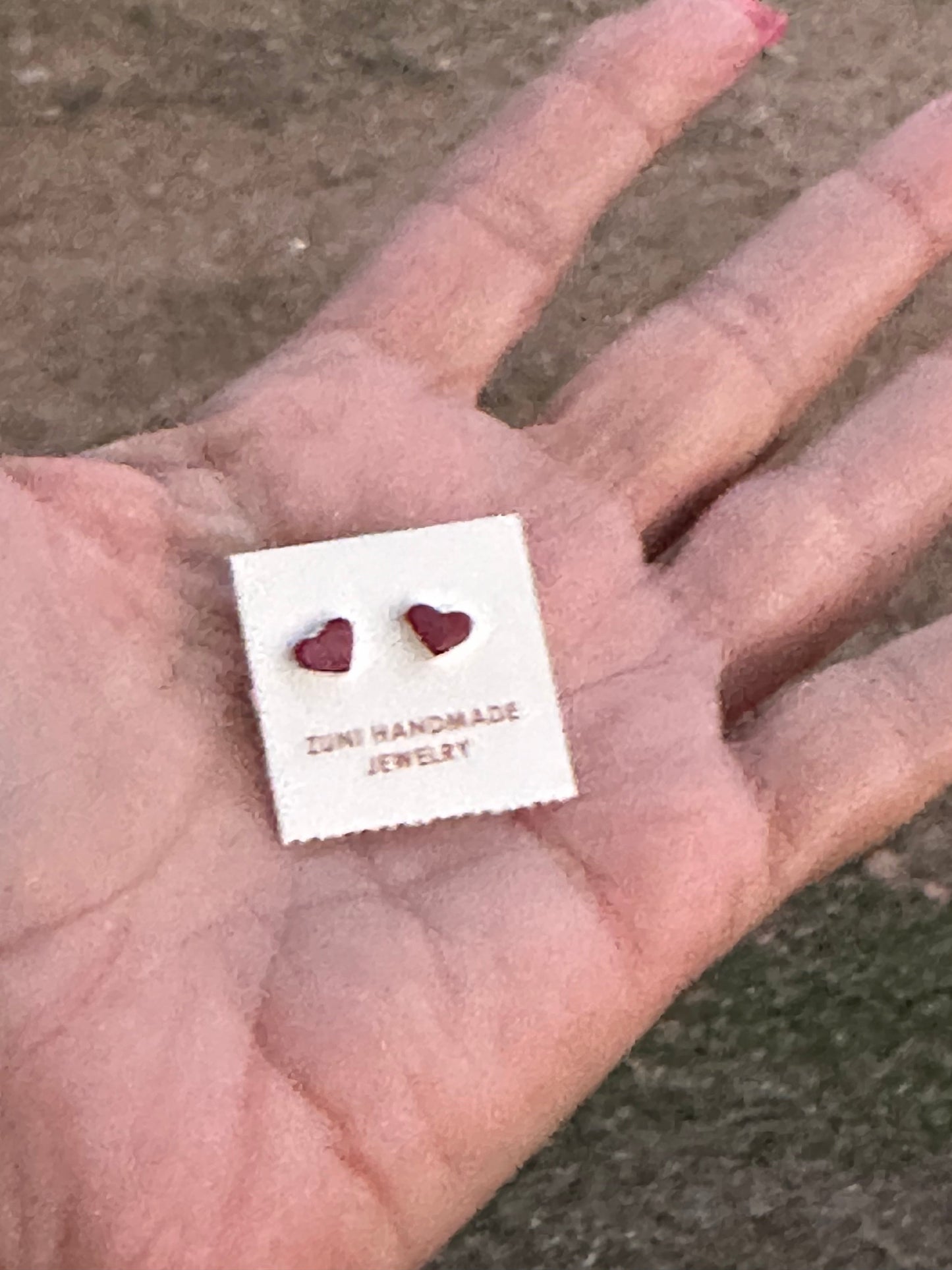 Zuni Coral & Sterling Silver Heart Stud Earrings