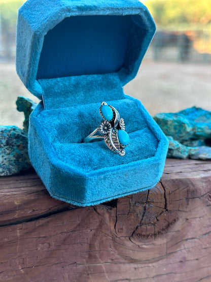 Flowering Kingman Turquoise & Sterling Silver Ring