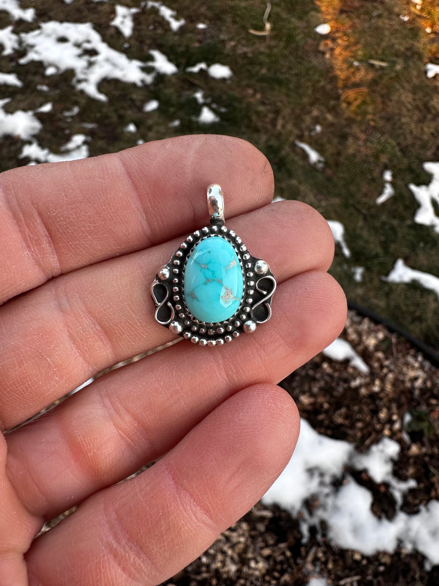 Sterling silver and Carrico Lake turquoise necklace