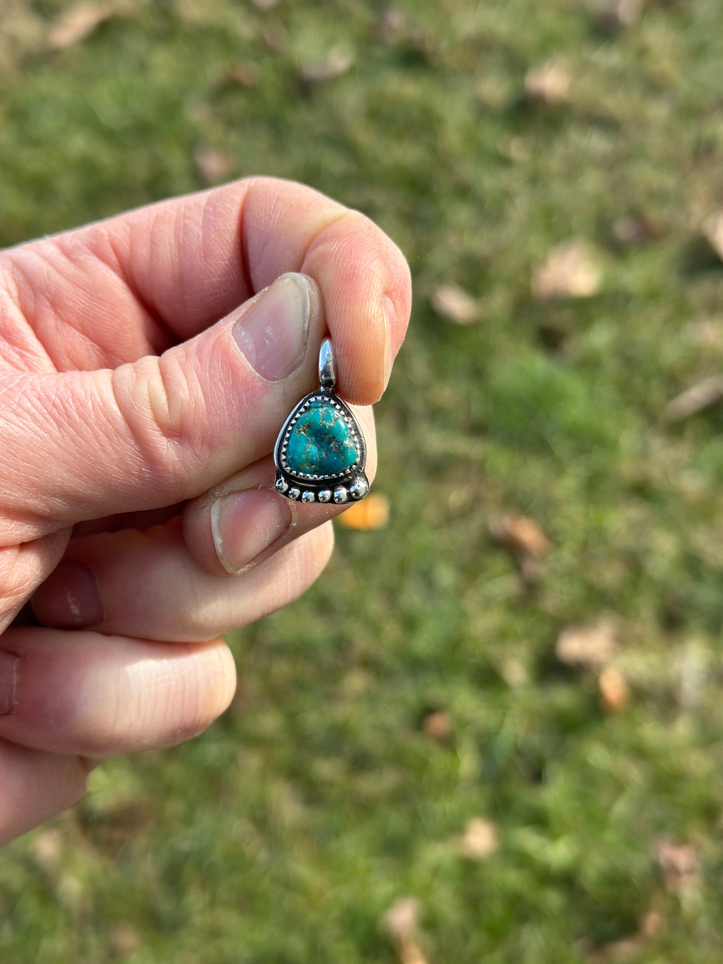 Sterling silver and Patagonia turquoise pendant