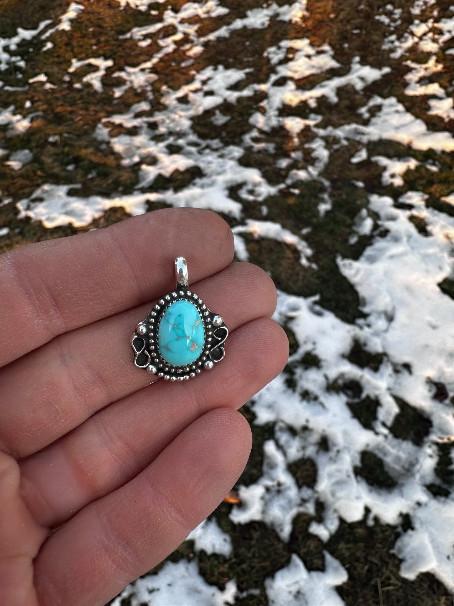 Sterling silver and Carrico Lake turquoise necklace