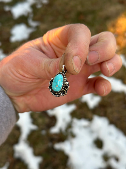 Sterling silver and Carrico Lake turquoise necklace