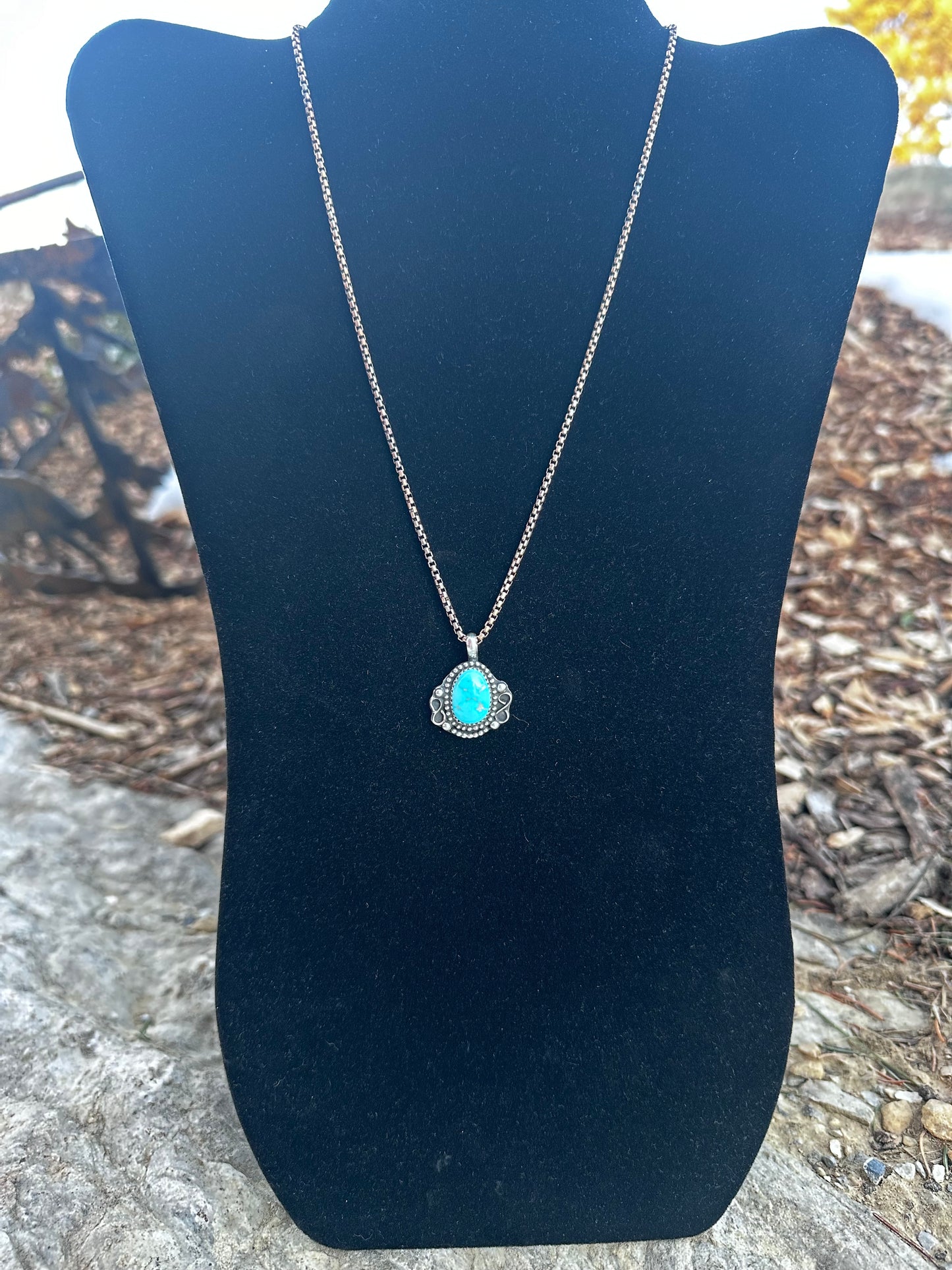 Sterling silver and Carrico Lake turquoise necklace