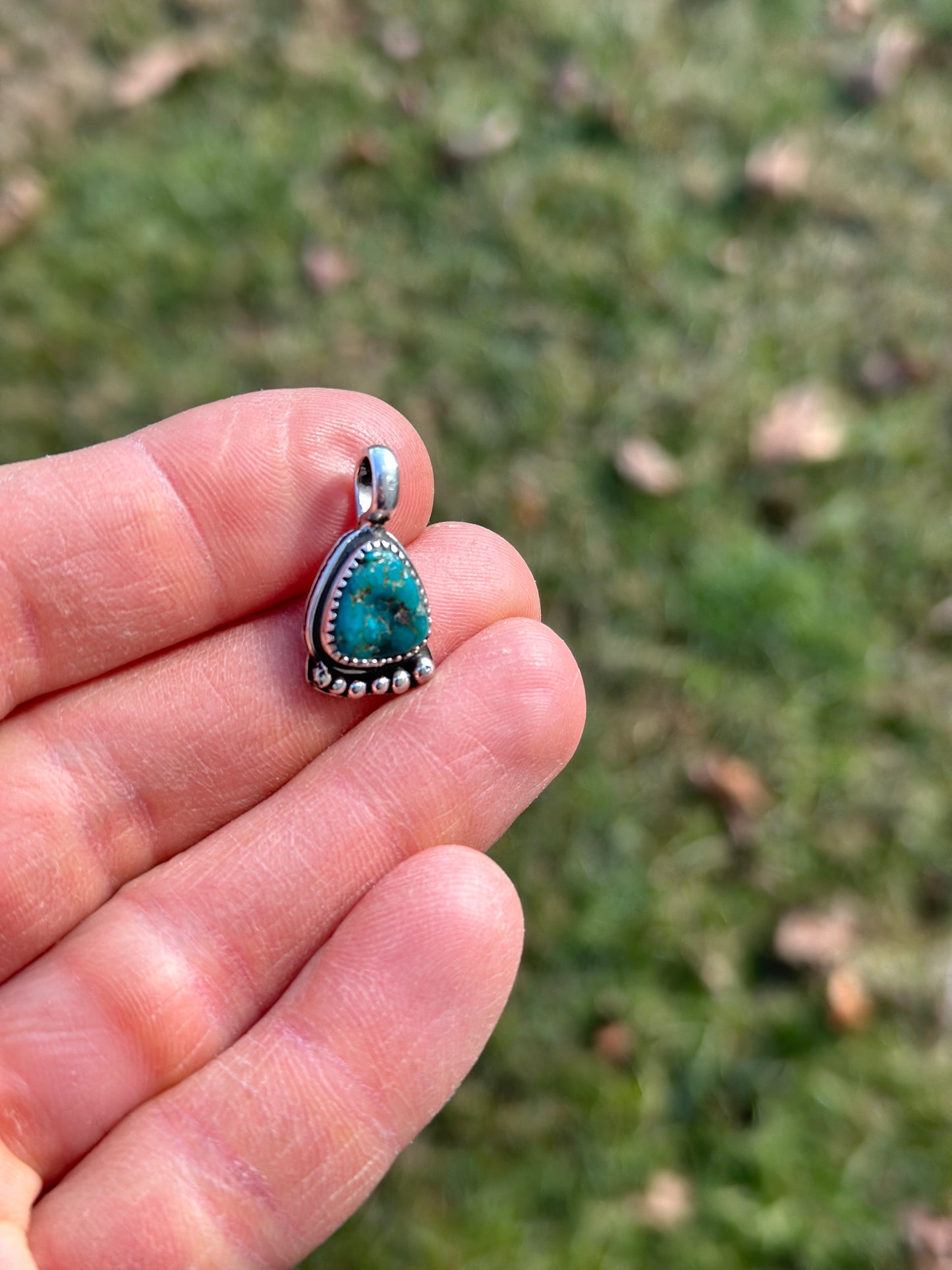 Sterling silver and Patagonia turquoise pendant