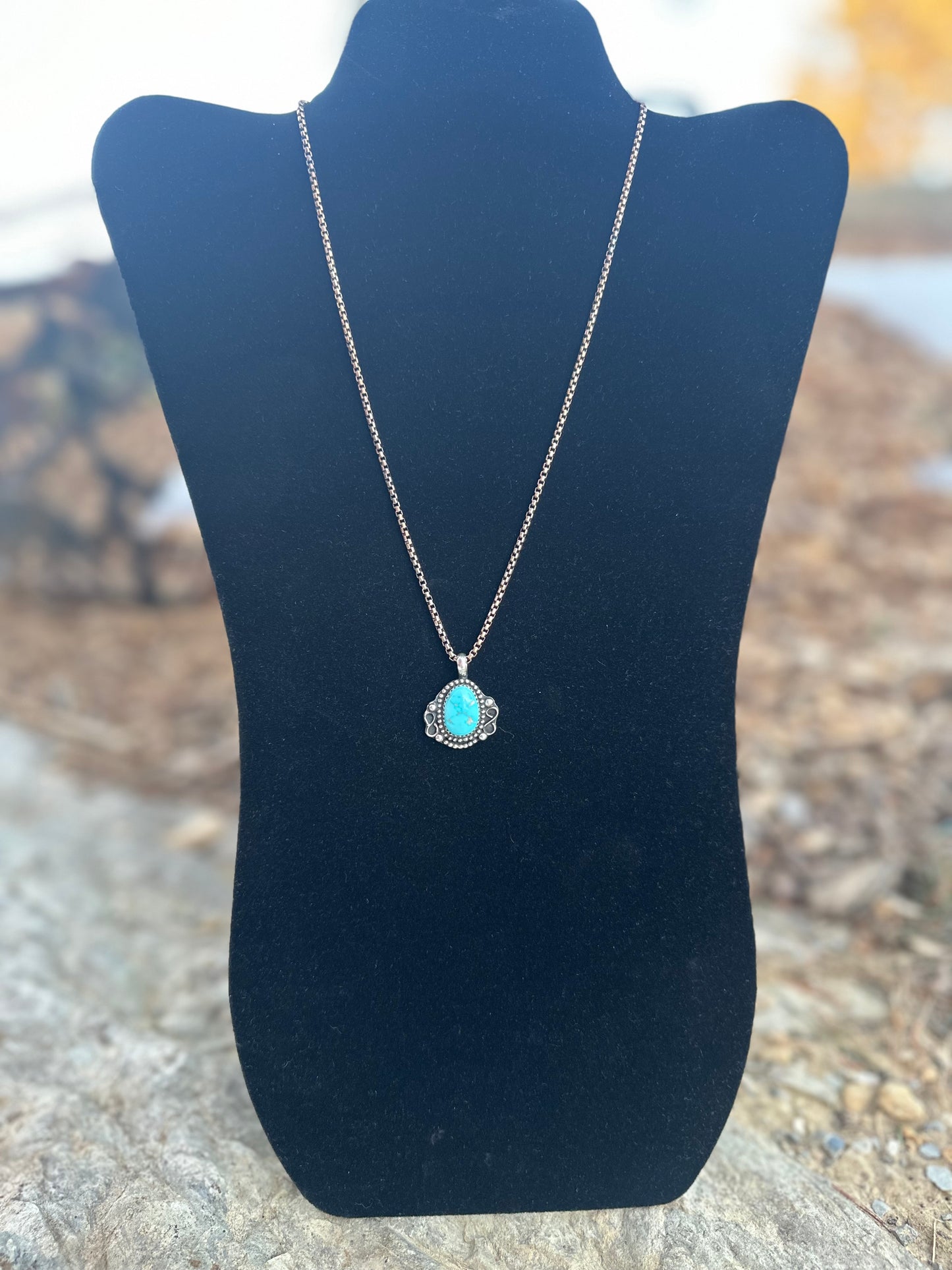 Sterling silver and Carrico Lake turquoise necklace