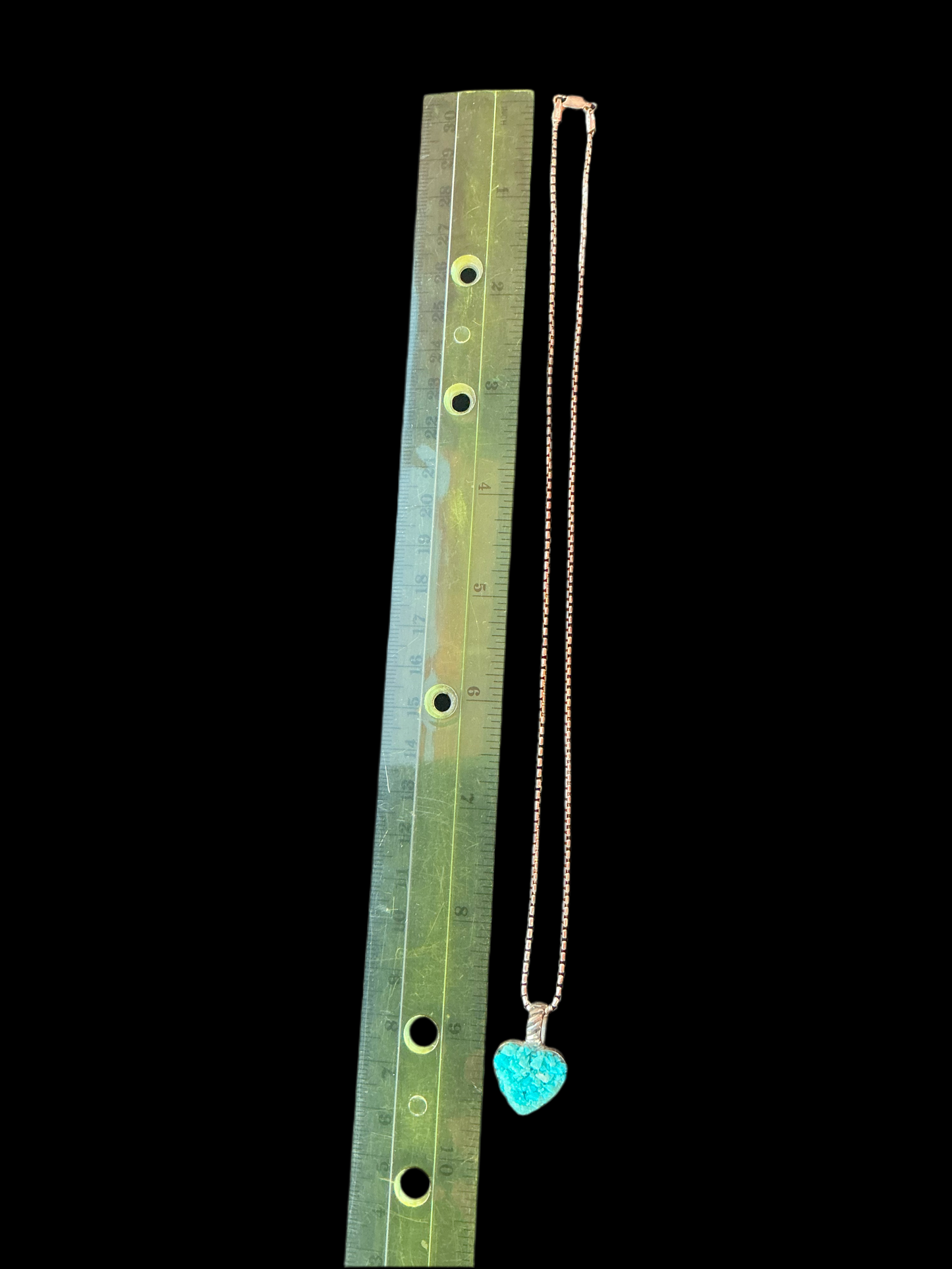 17 inch Sterling Silver Necklace with Crushed Turquoise Heart Pendant