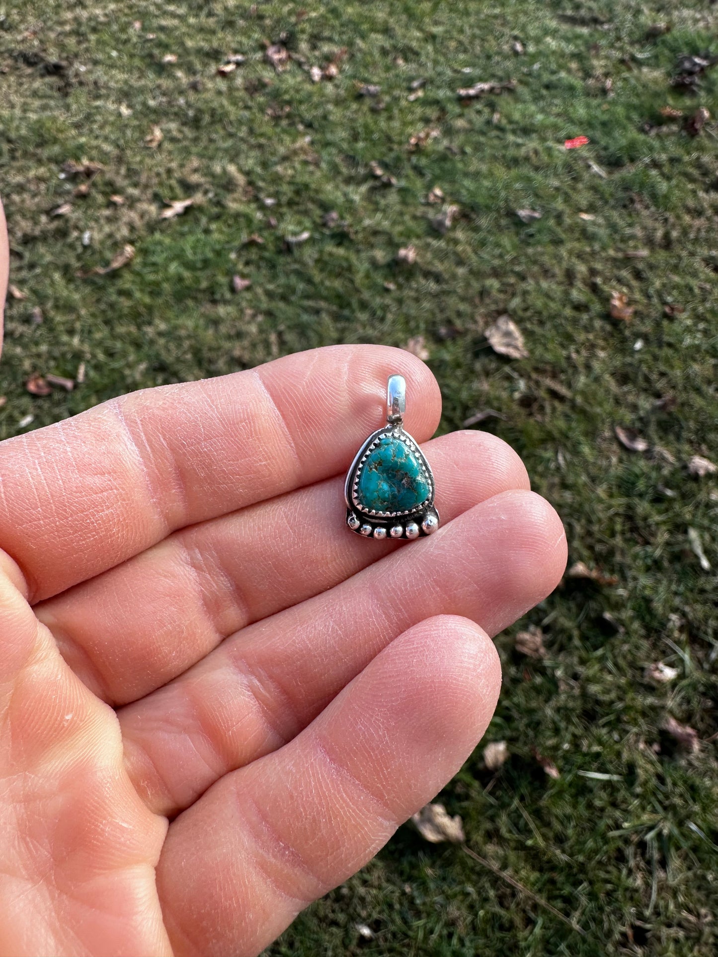 Sterling silver and Patagonia turquoise pendant