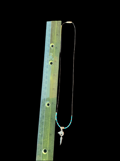 15 inch Sterling Silver Turquoise Necklace with Bear Pendant