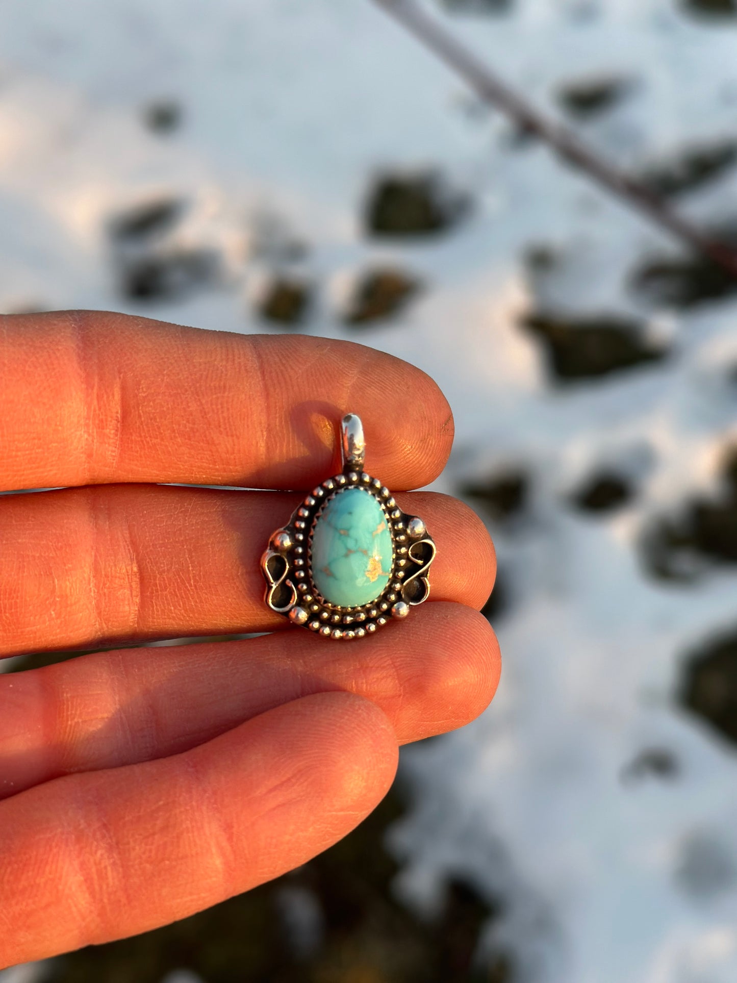 Sterling silver and Carrico Lake turquoise necklace