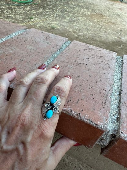 Flowering Kingman Turquoise & Sterling Silver Ring