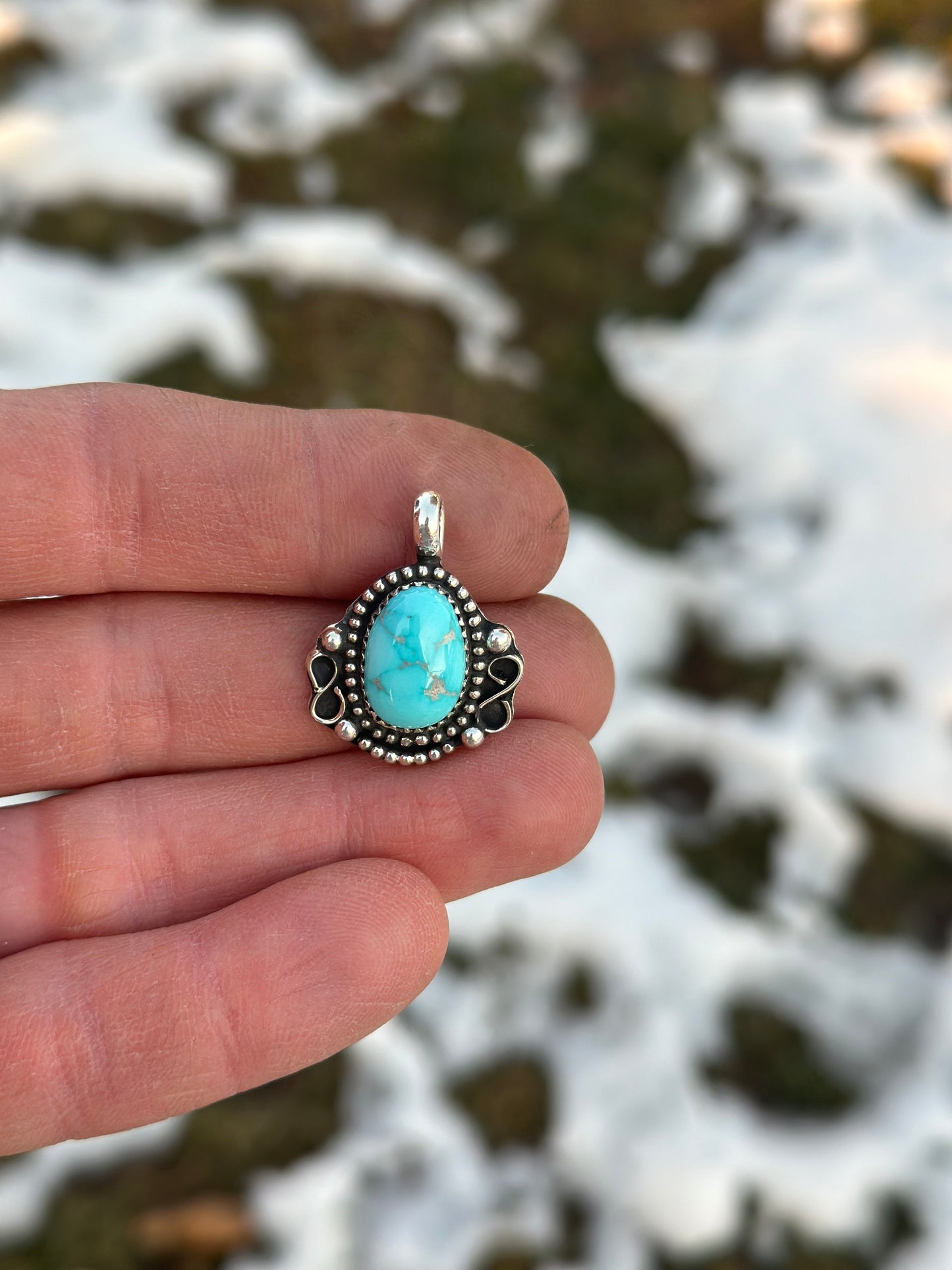 Sterling silver and Carrico Lake turquoise necklace