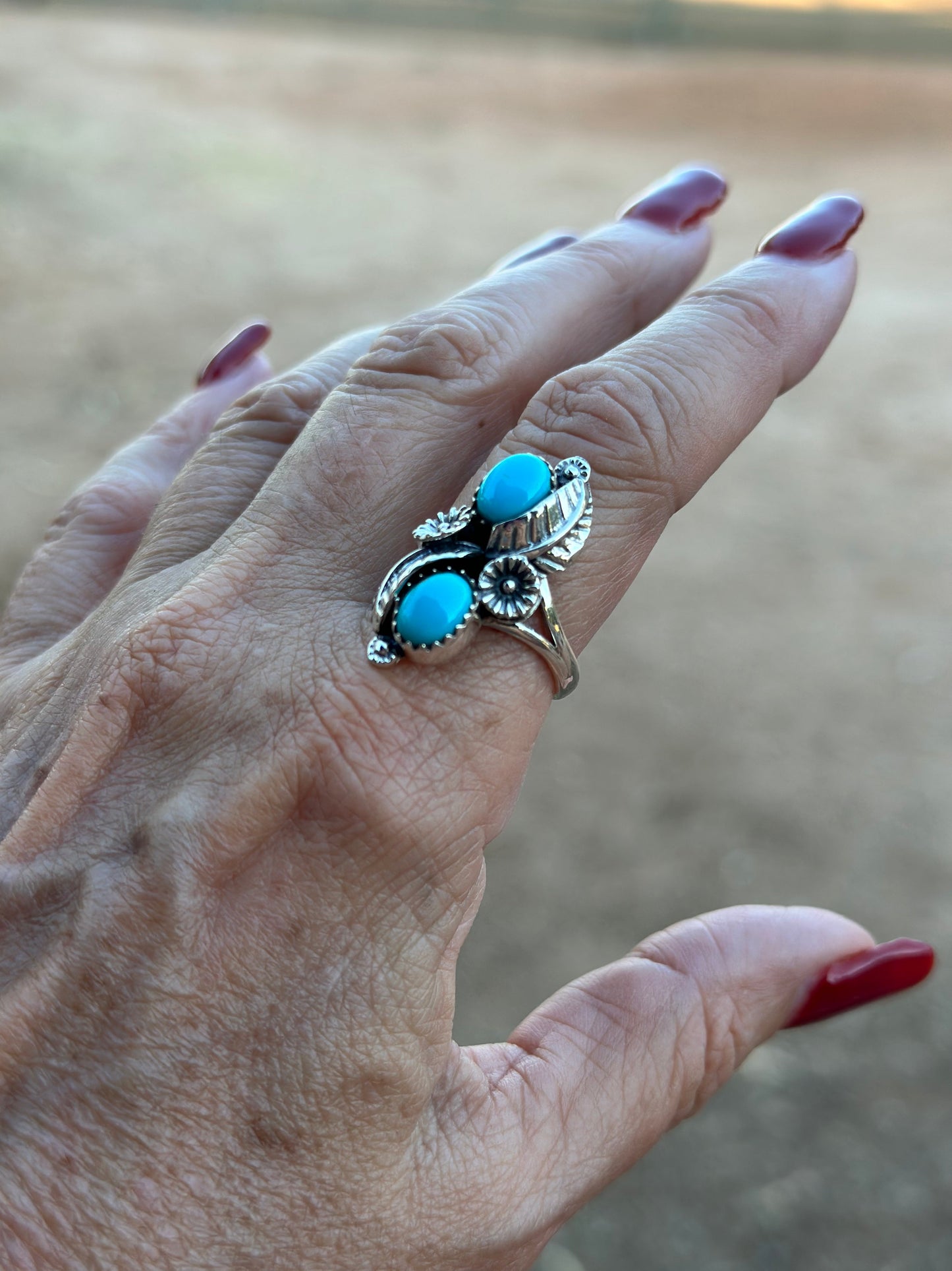 Flowering Kingman Turquoise & Sterling Silver Ring