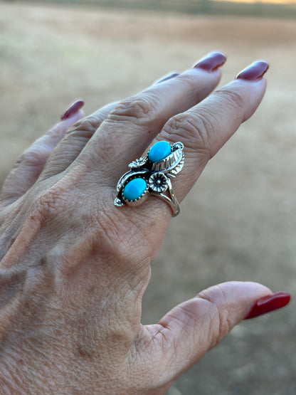 Flowering Kingman Turquoise & Sterling Silver Ring