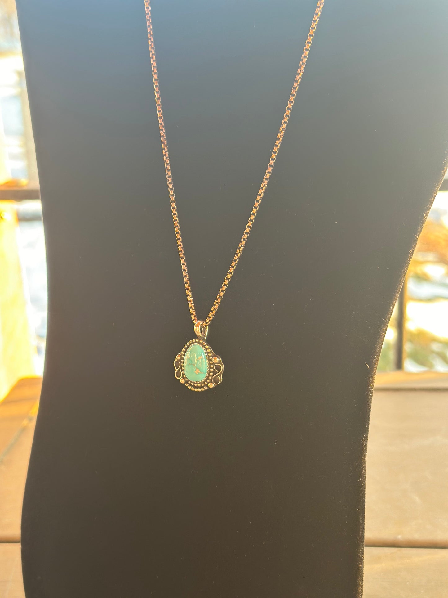 Sterling silver and Carrico Lake turquoise necklace