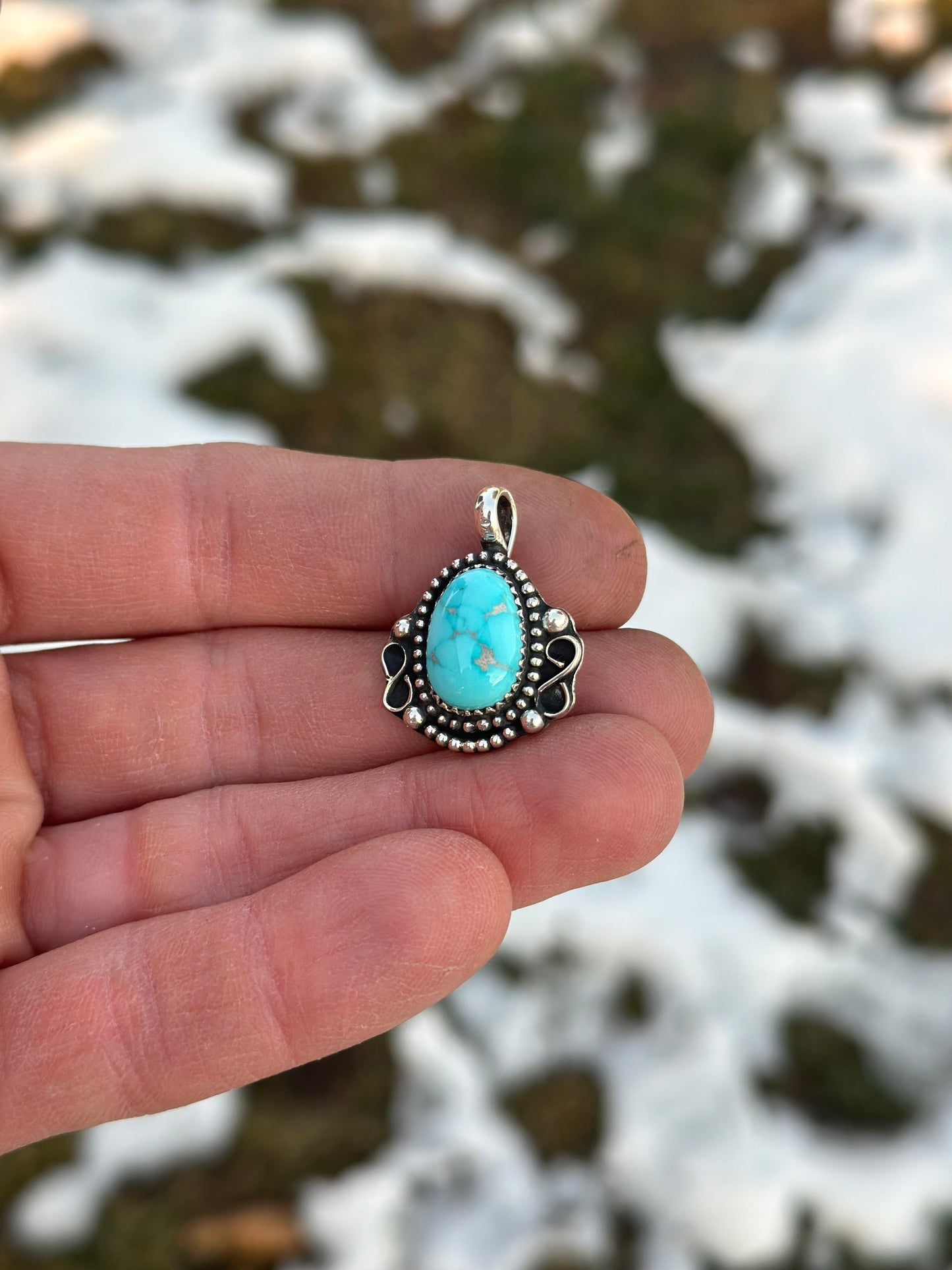 Sterling silver and Carrico Lake turquoise necklace