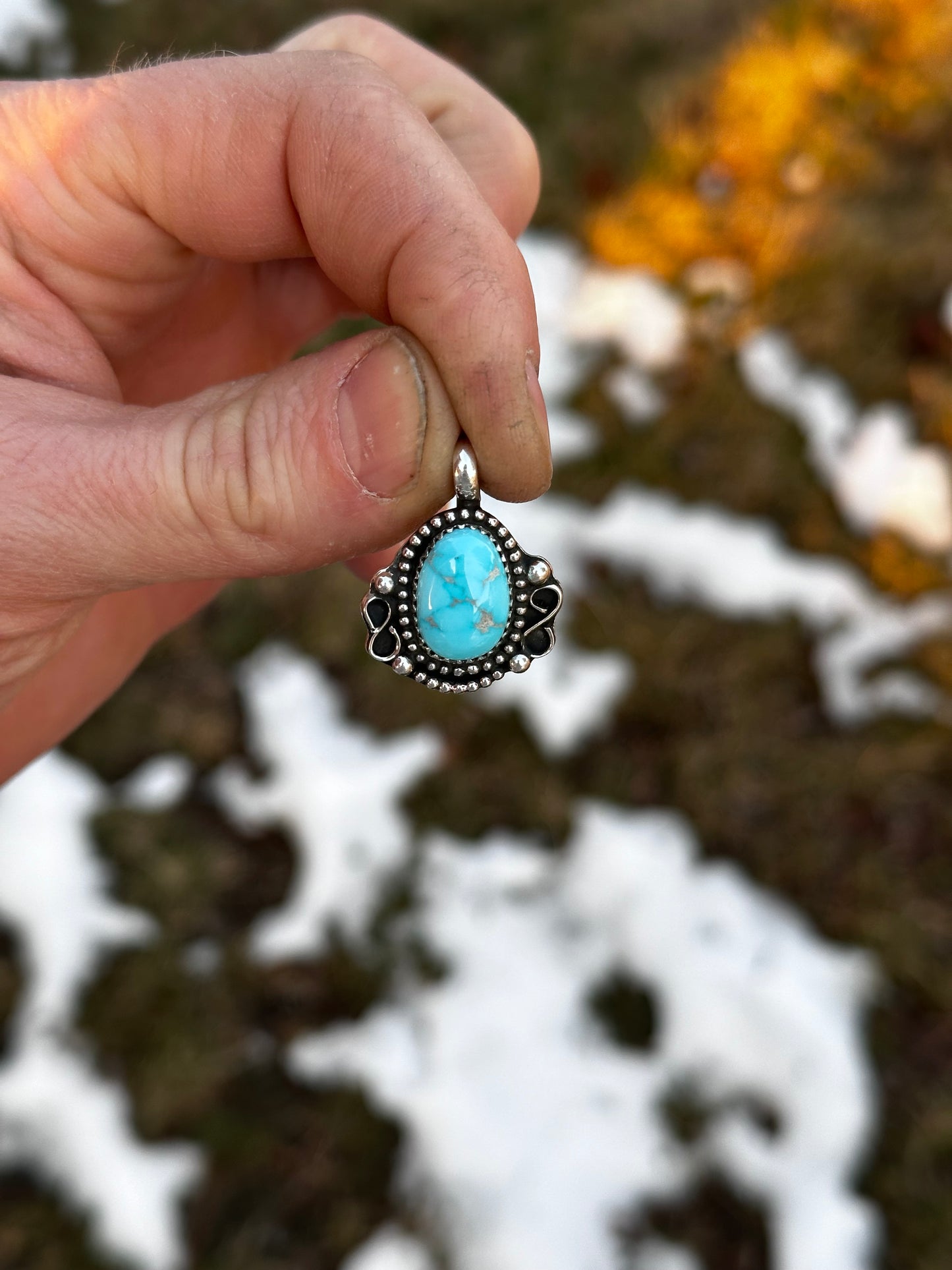 Sterling silver and Carrico Lake turquoise necklace