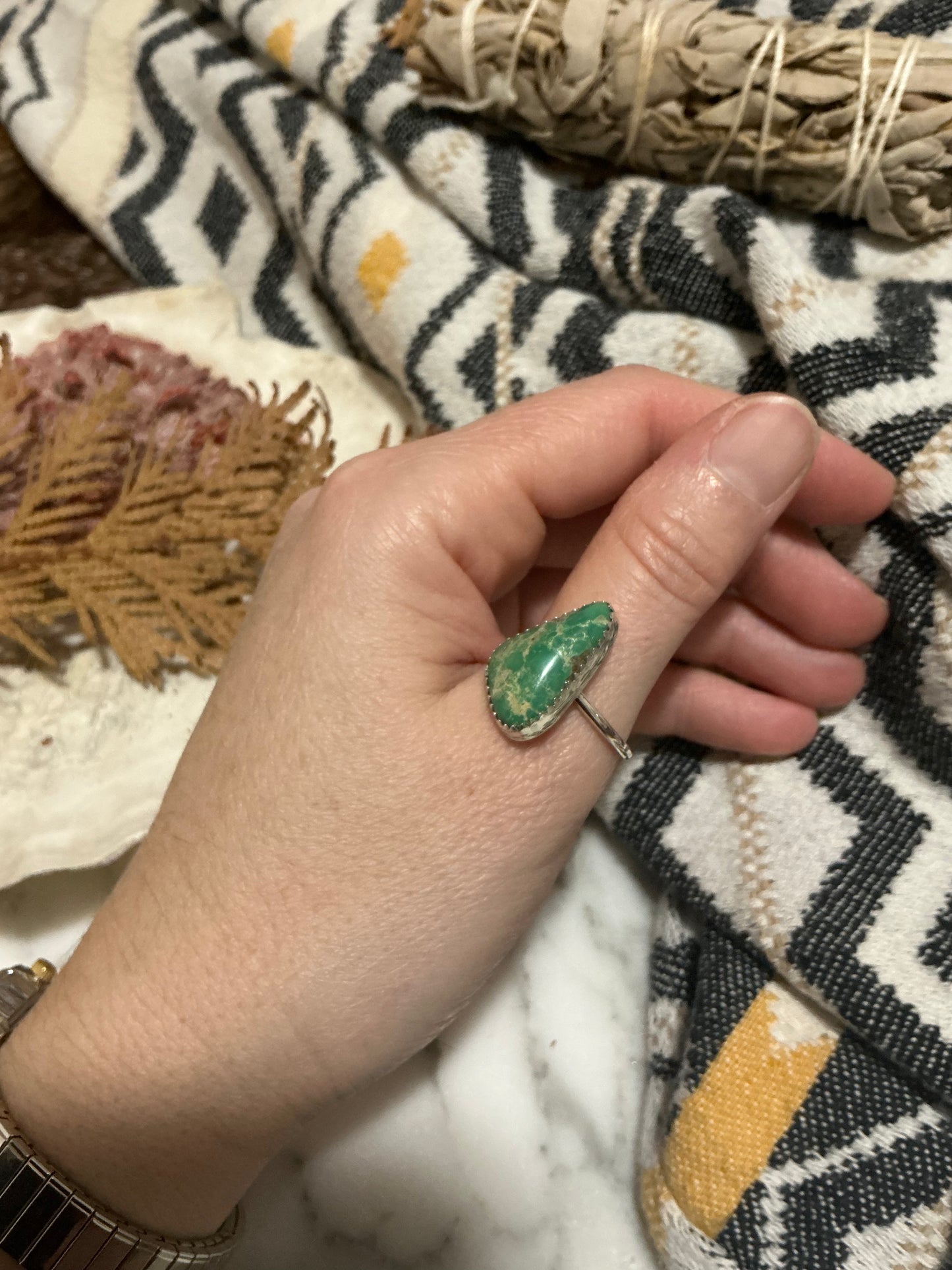 Sterling Silver Ring with Campitos Turquoise