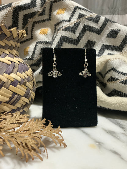 Sterling Silver Bee Hook Earrings