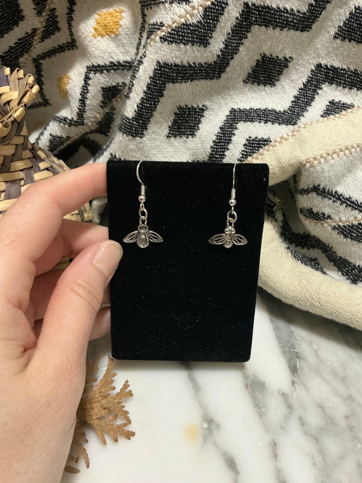 Sterling Silver Bee Hook Earrings