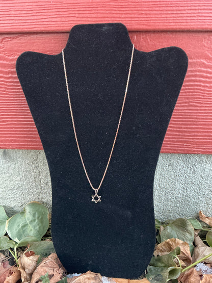 19 inch Sterling Silver Necklace with Star of David Pendant