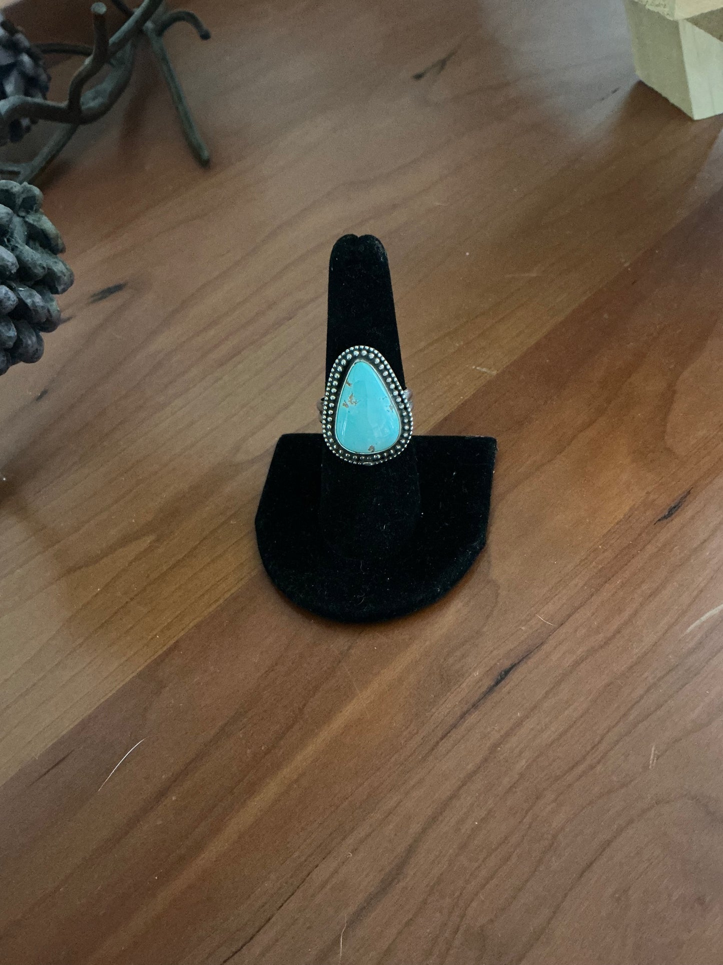 Sterling Silver Double Ring with Carico lake Turquoise