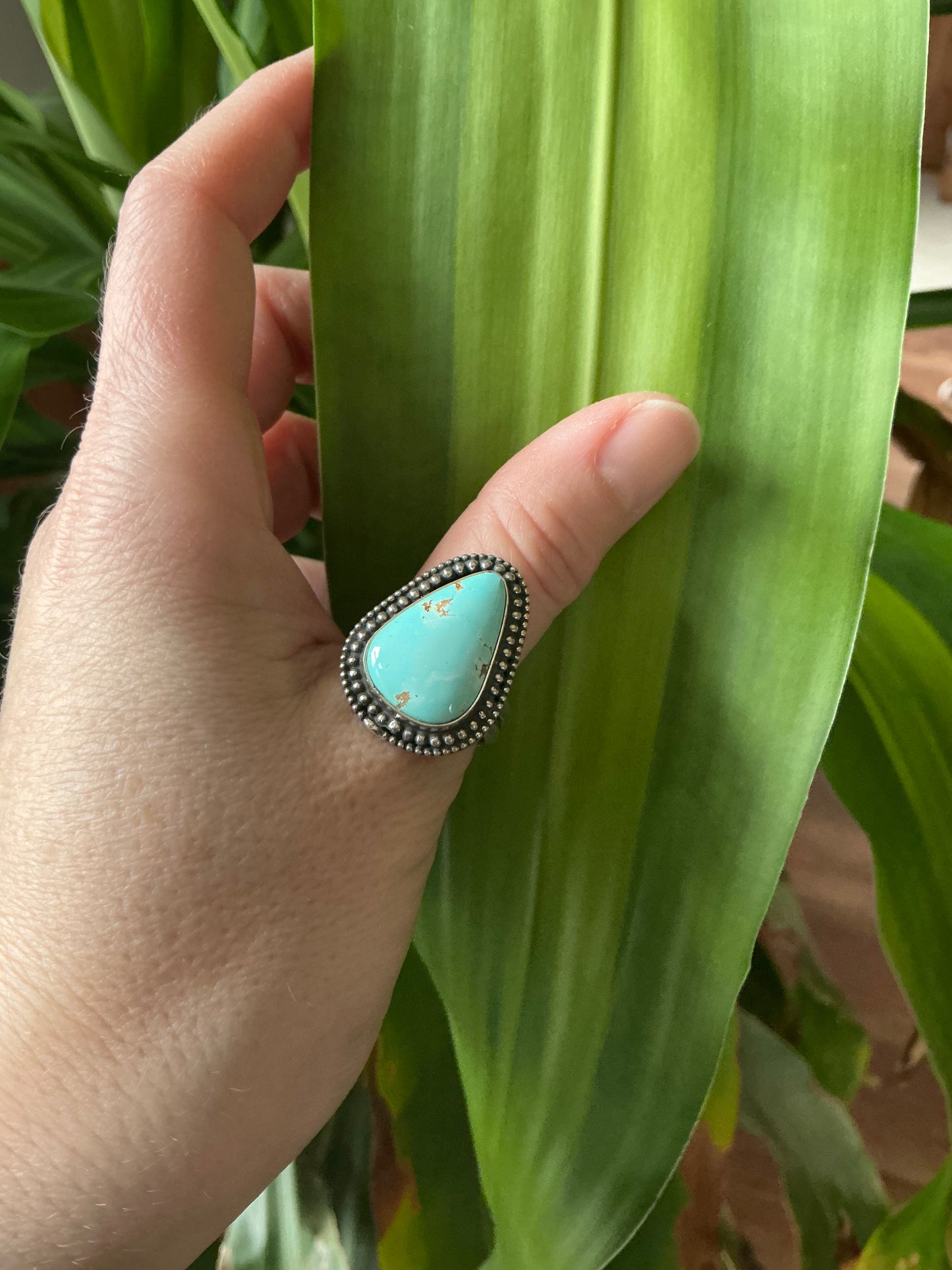 Sterling Silver Double Ring with Carico lake Turquoise