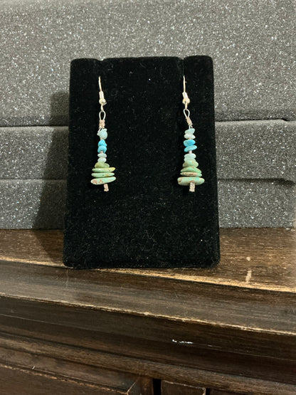 Stacked Patagonia and Turquoise French Hook earrings
