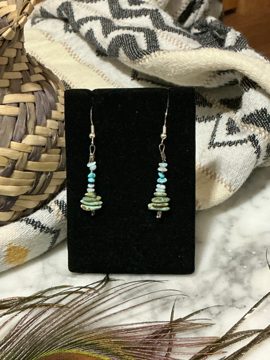 Stacked Patagonia and Turquoise French Hook earrings