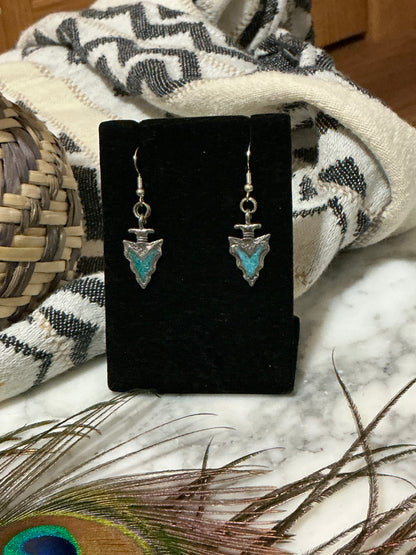 Sterling Silver Turquoise Inlay Arrowhead earrings