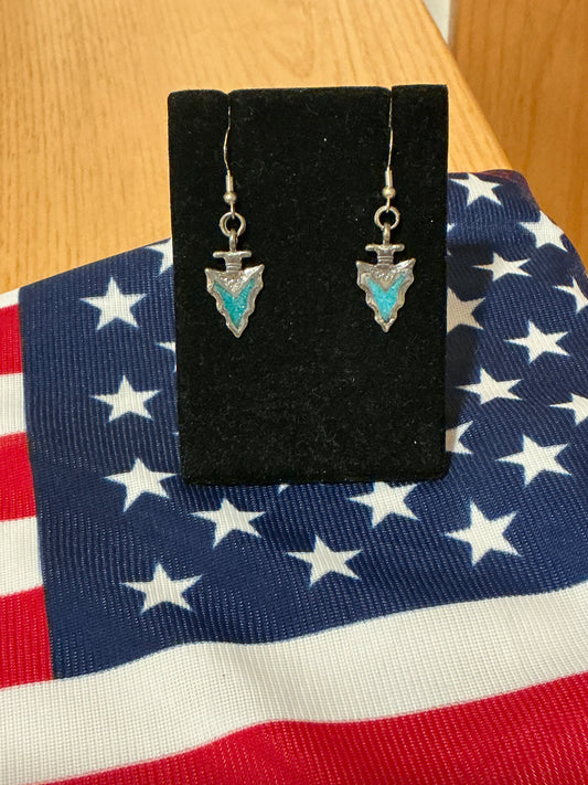Sterling Silver Turquoise Inlay Arrowhead earrings