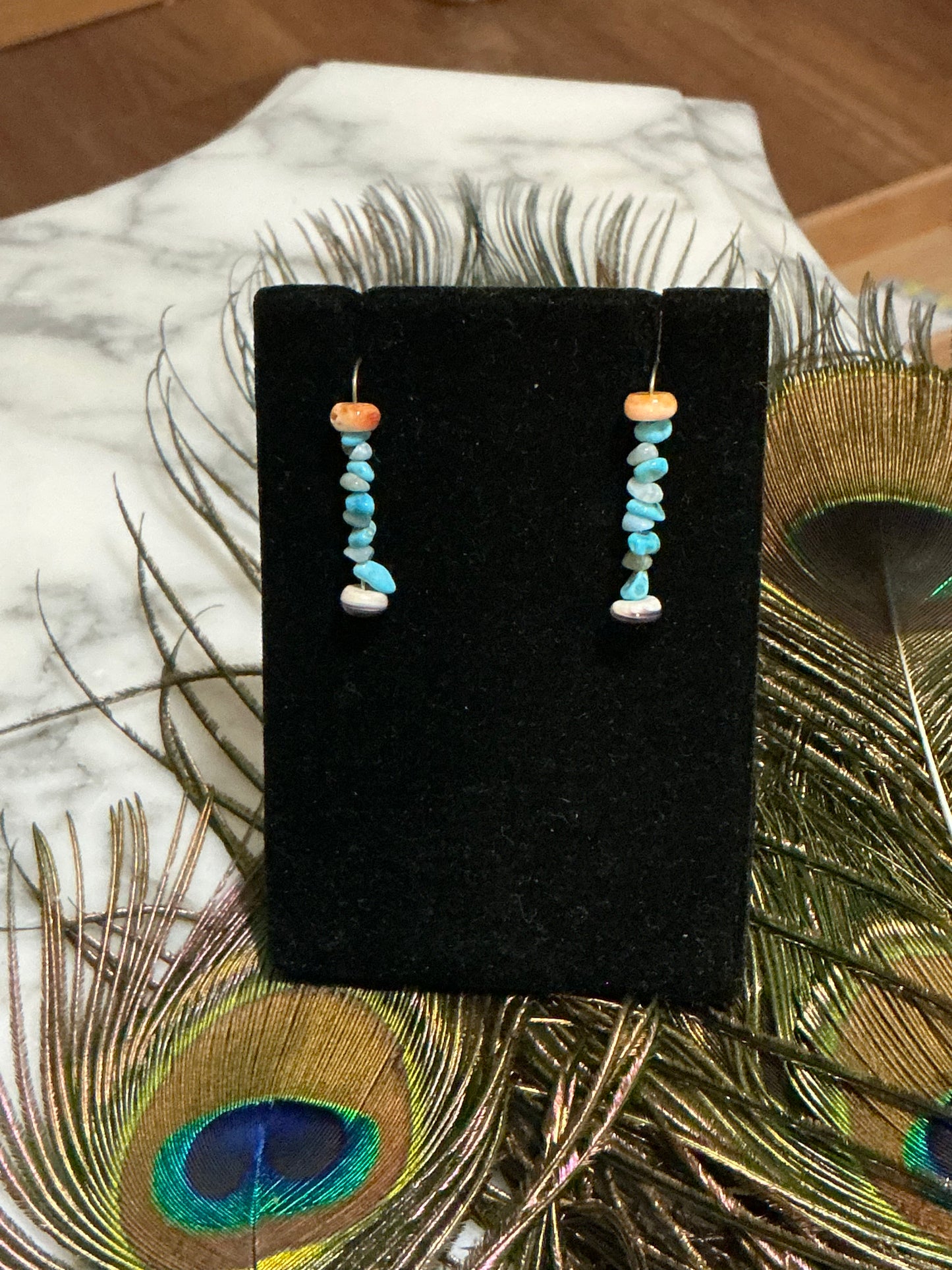 Stacked Turquoise and Wampum Hook earrings