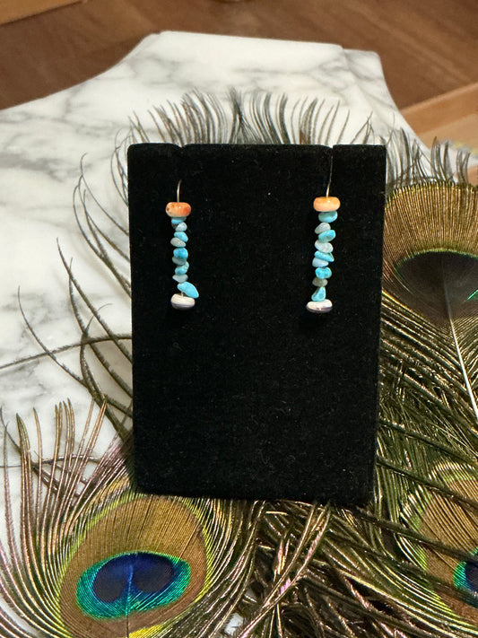 Stacked Turquoise and Wampum Hook earrings