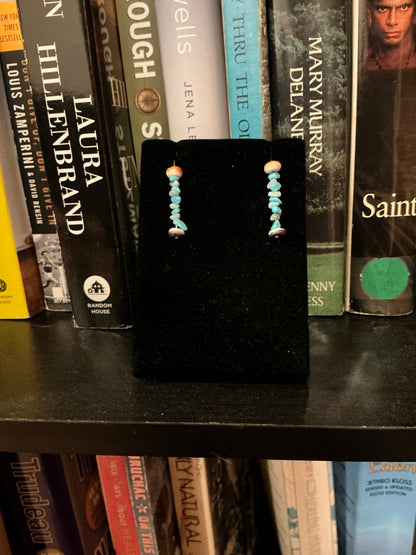Stacked Turquoise and Wampum Hook earrings