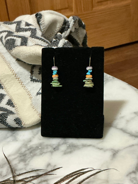 Sold out!! Stacked Patagonia, Wampum, and Turquoise hook earrings