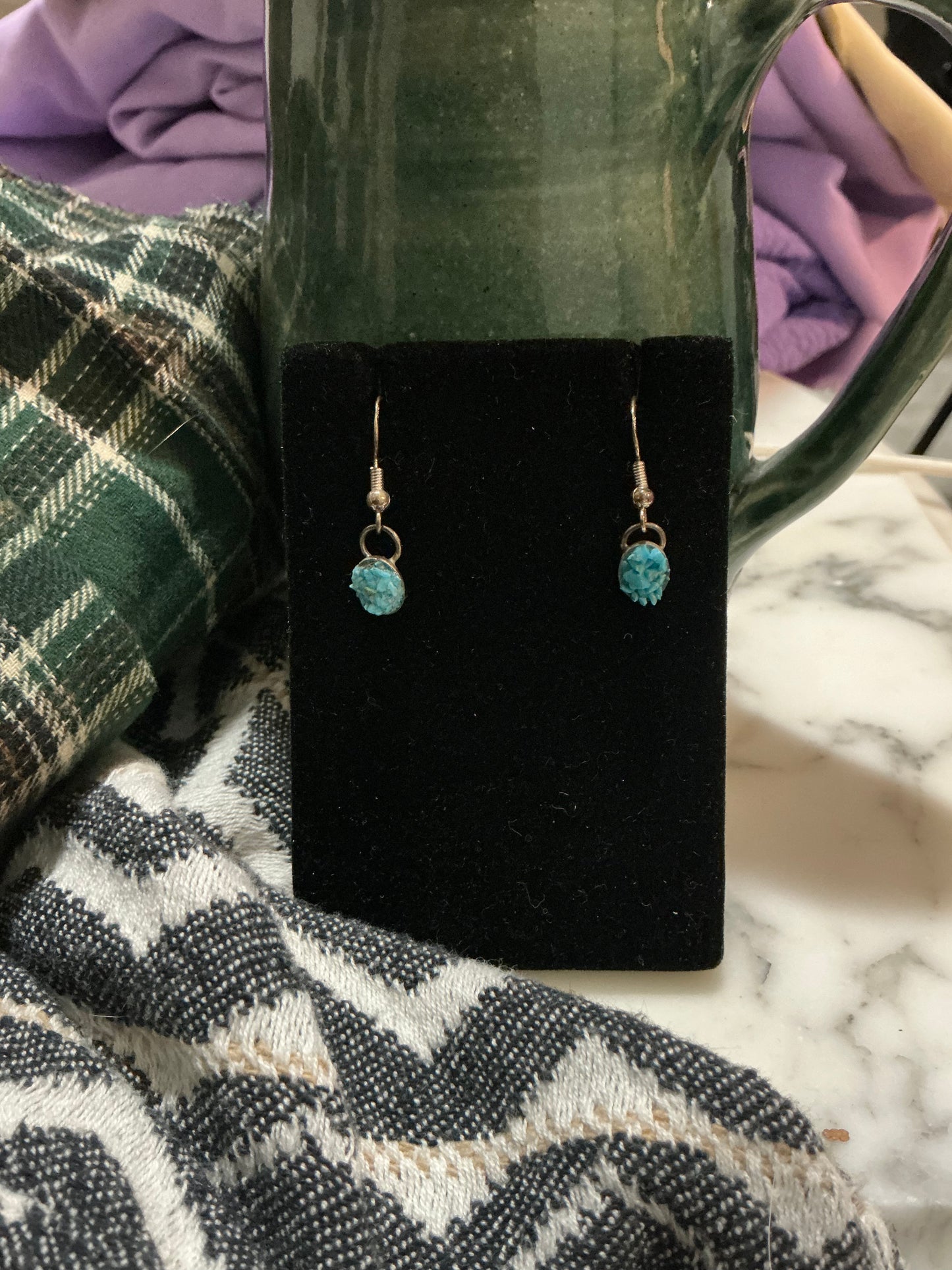 Chipped Turquoise French Hook earrings